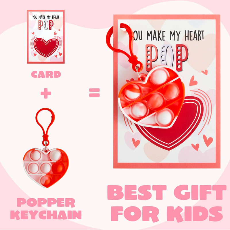 12 Packs Valentine's Day Cards with Keychain Toys