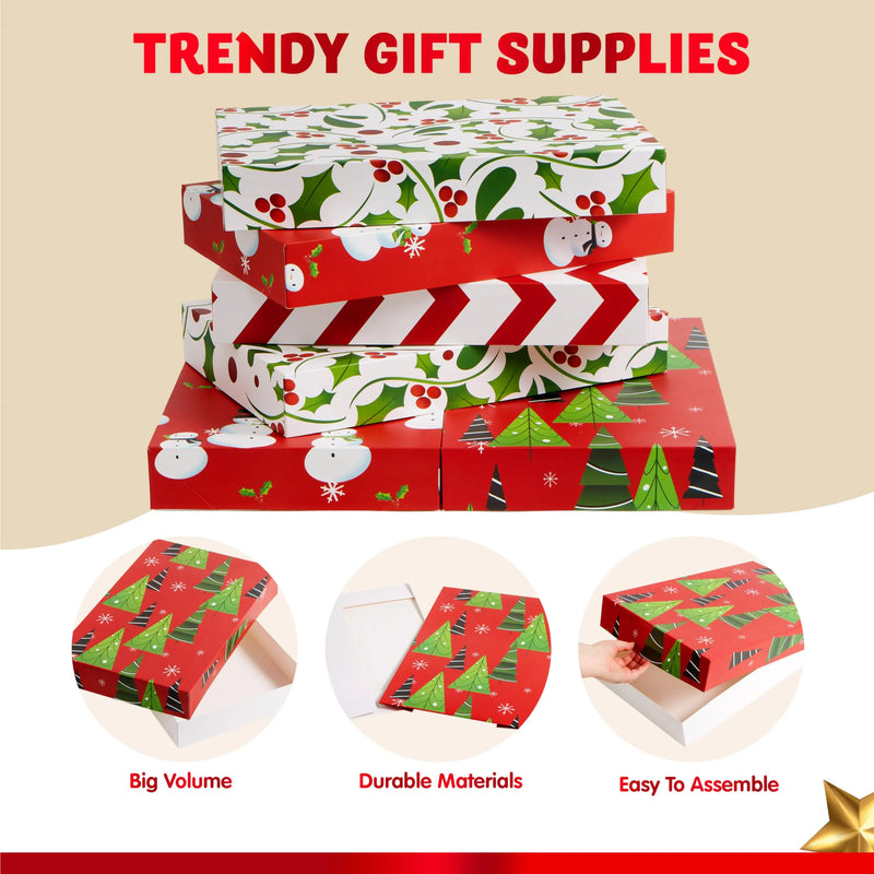 12 Pcs 17" x 11" x 2.5" Christmas Tone Shirt Wrap Boxes with Lid and Base