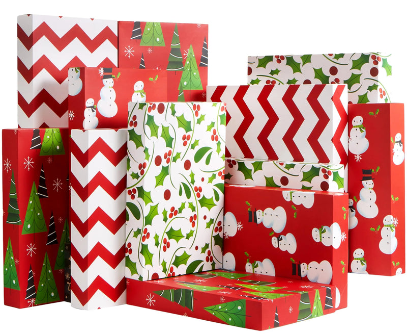 12 Pcs 17" x 11" x 2.5" Christmas Tone Shirt Wrap Boxes with Lid and Base