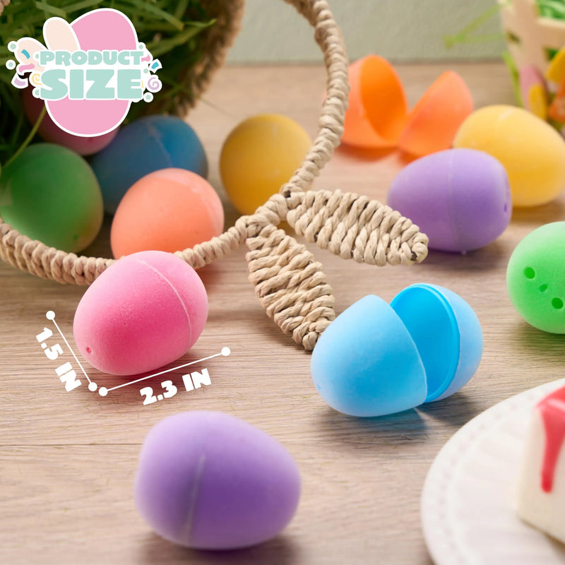 12Pcs 2.3in Plastic Flocked Easter Eggs Fillable for Easter Eggs Hunt