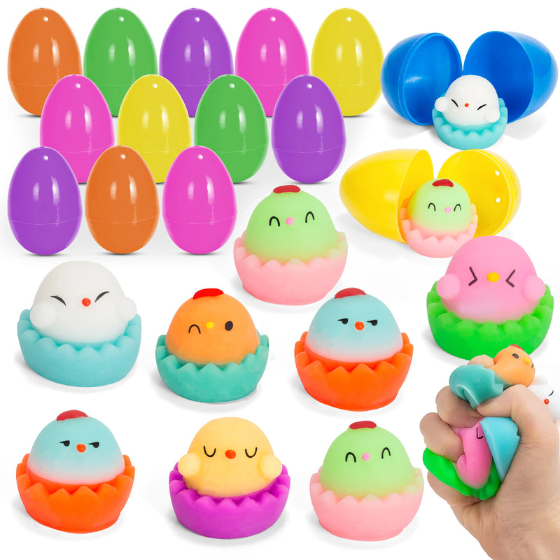 Prefilled Easter Eggs with Cute Chicken Mochi 12 Pcs JOYIN