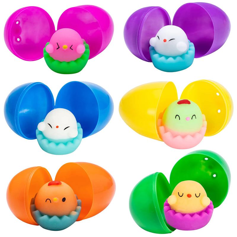 12Pcs 3.03in Mochi Chicken Squishy Toy Prefilled Easter Eggs for Easter Egg Hunt