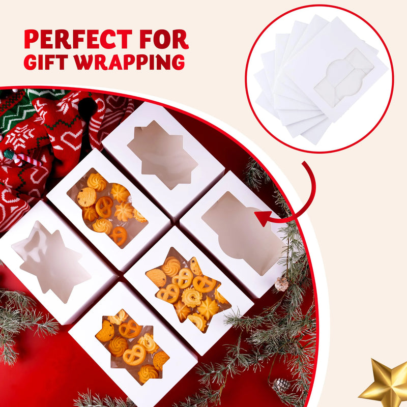 12Pcs Christmas Plain White Treat Cookie Boxes with Window 8.75in x 5.75in x 2.75in