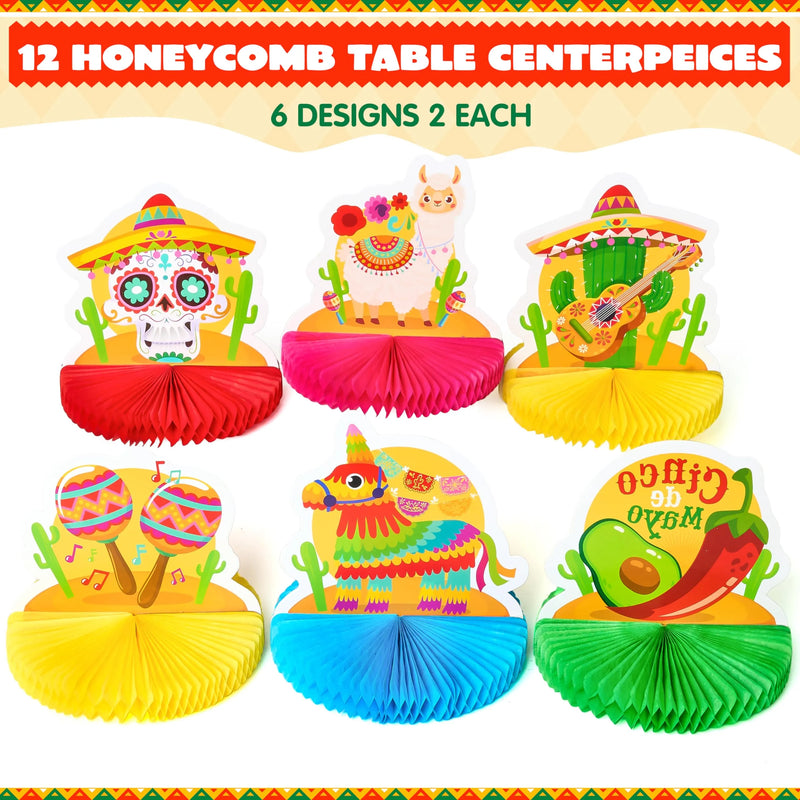 12Pcs Cinco de Mayo Honeycomb Table Centerpieces