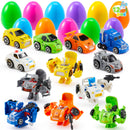 12Pcs Easter Eggs Prefilled with Car Robot Toys For Kids Easter Party Favors