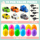 12Pcs Easter Eggs Prefilled with Car Robot Toys For Kids Easter Party Favors