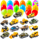 12Pcs Easter Eggs Prefilled with Die-cast Vehicles For Kids Easter Hunt Party Favors