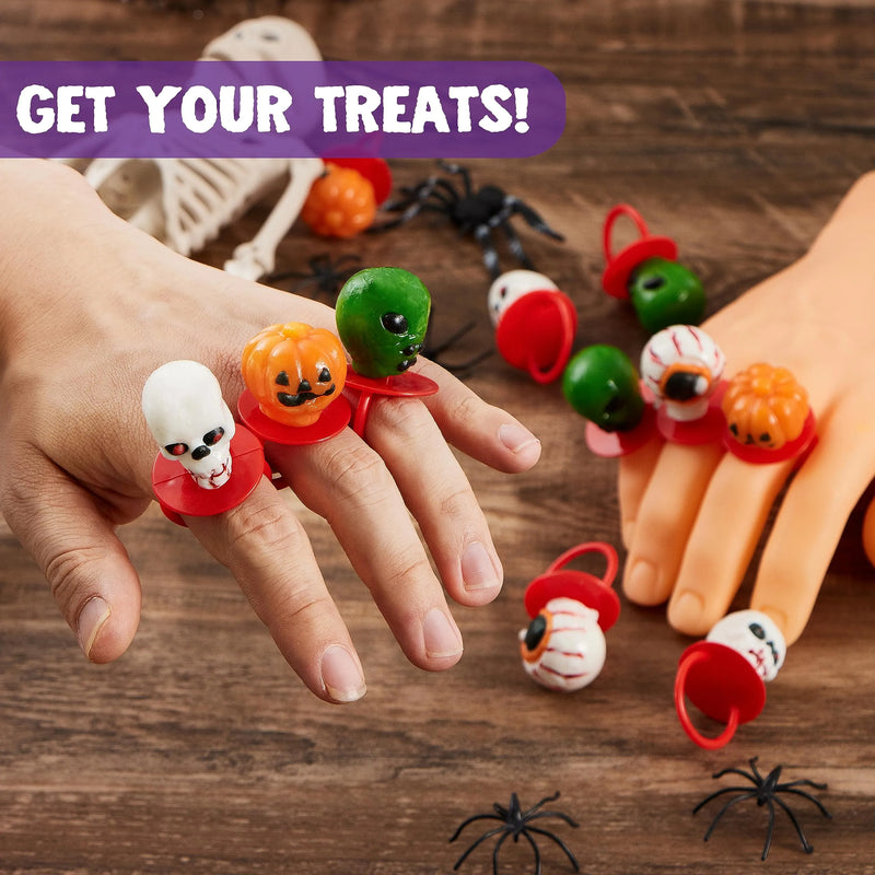 12Pcs Halloween Sugar Lollipop Rings, Sweet Ring Bulk Candy