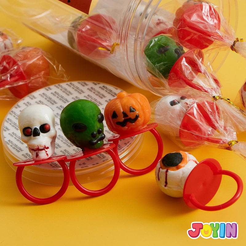 12Pcs Halloween Sugar Lollipop Rings, Sweet Ring Bulk Candy