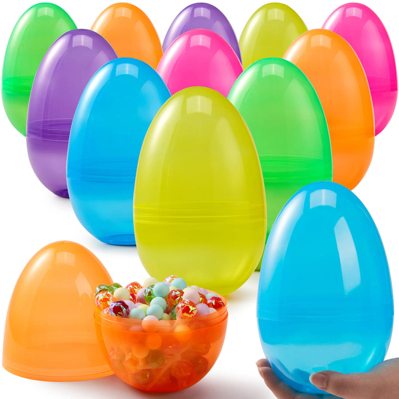 12Pcs Jumbo Clear Plastic Easter Egg Shells 7in