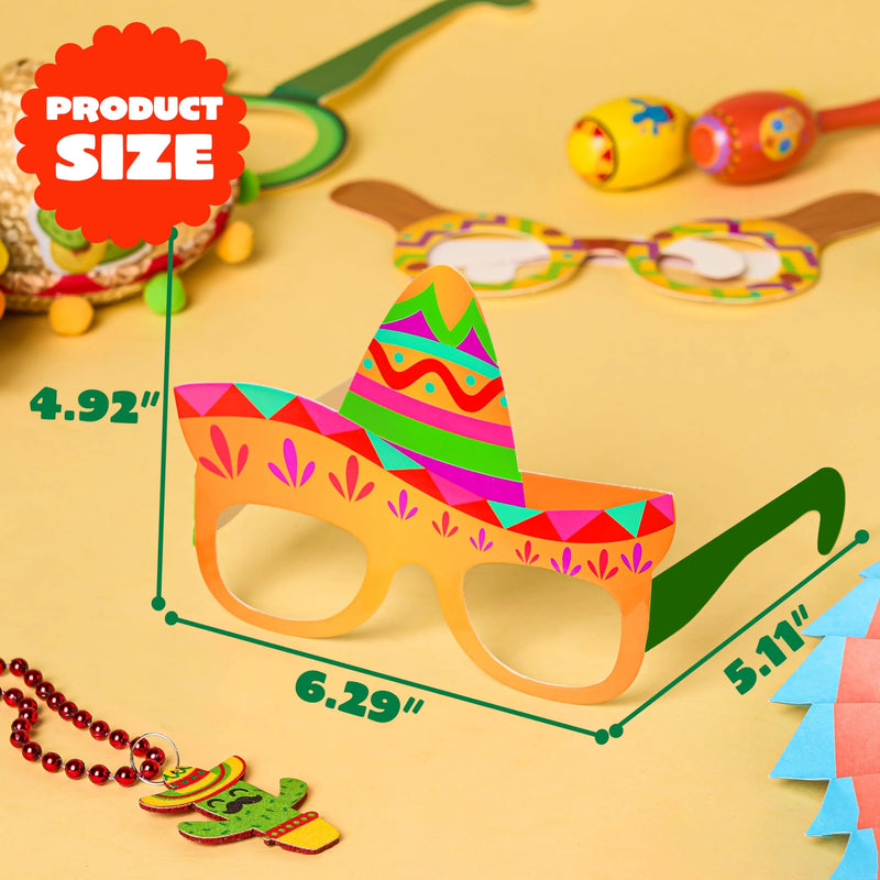 12Pcs Mexican Fiesta Party Paper Eyeglasses for Cinco de Mayo Party Decorations