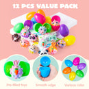 12Pcs Pre-Filled Easter Eggs with Animal Pop Balls for Kids Easter Egg Hunt