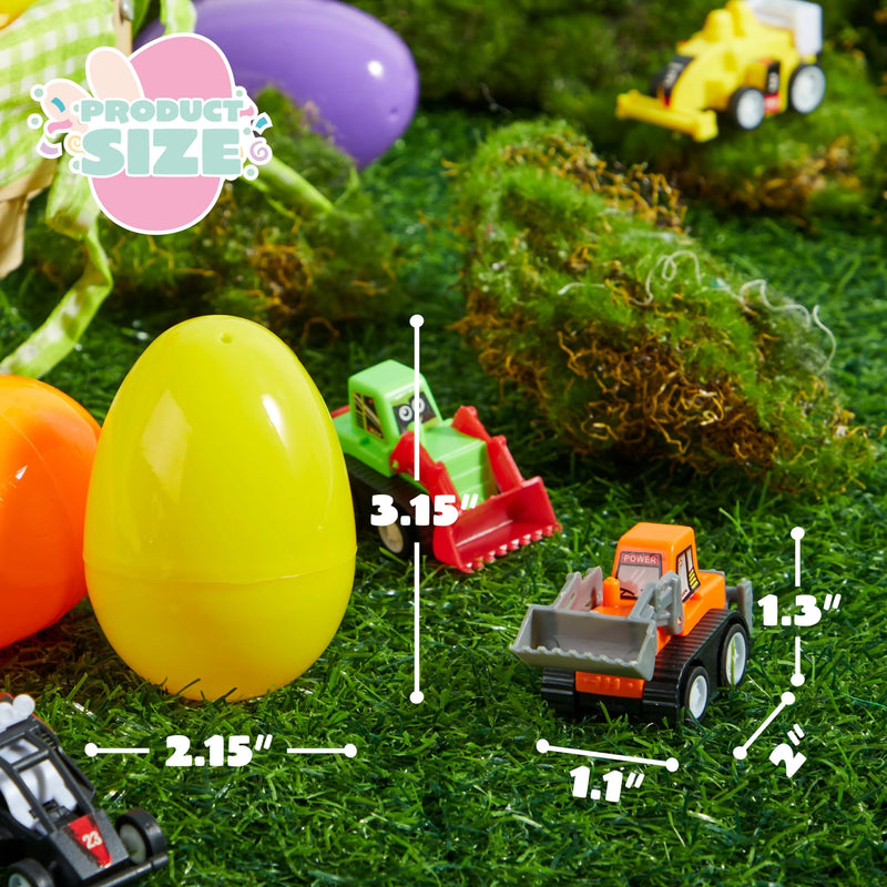 12Pcs 3.2in Pull Back Cars Prefilled Easter Eggs for Easter Egg Hunt