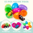 12Pcs 3.2in Pull Back Cars Prefilled Easter Eggs for Easter Egg Hunt