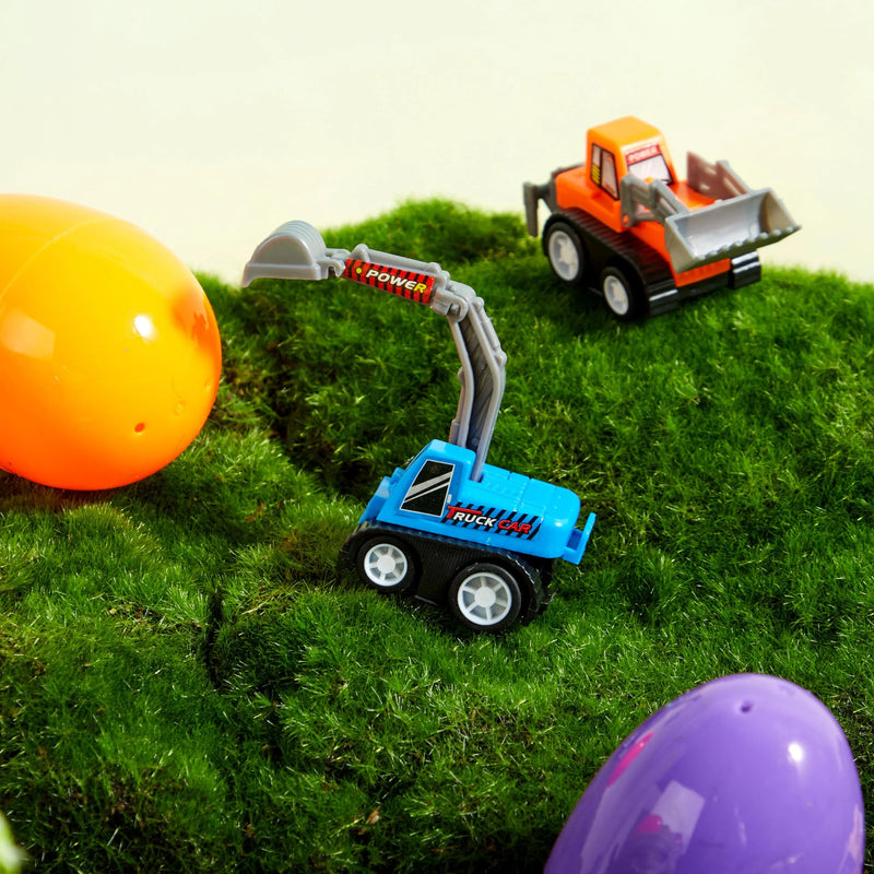 12Pcs 3.2in Pull Back Cars Prefilled Easter Eggs for Easter Egg Hunt