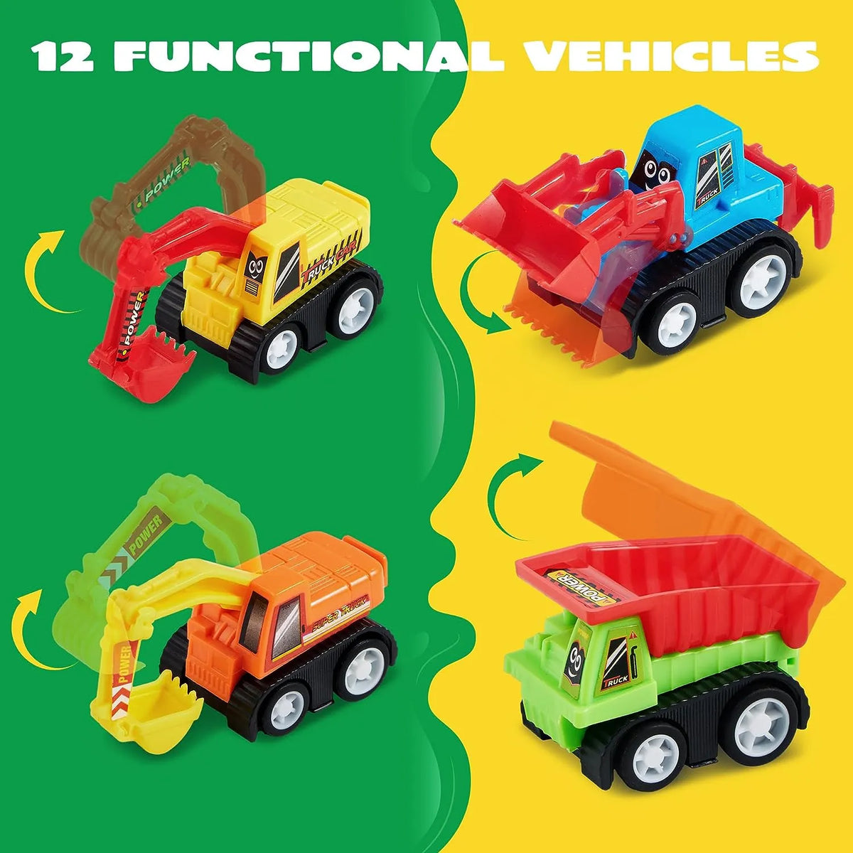 12Pcs Pull Back Cars Set Mini Construction Engineering Vehicle for Tod, image size:1200x1200