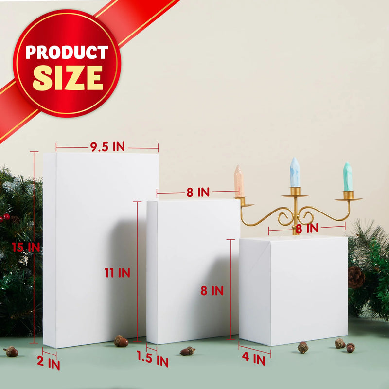 12 Pcs White Cardboard Xmas Gift Boxes include 6 Medium Size Boxes for Shirts