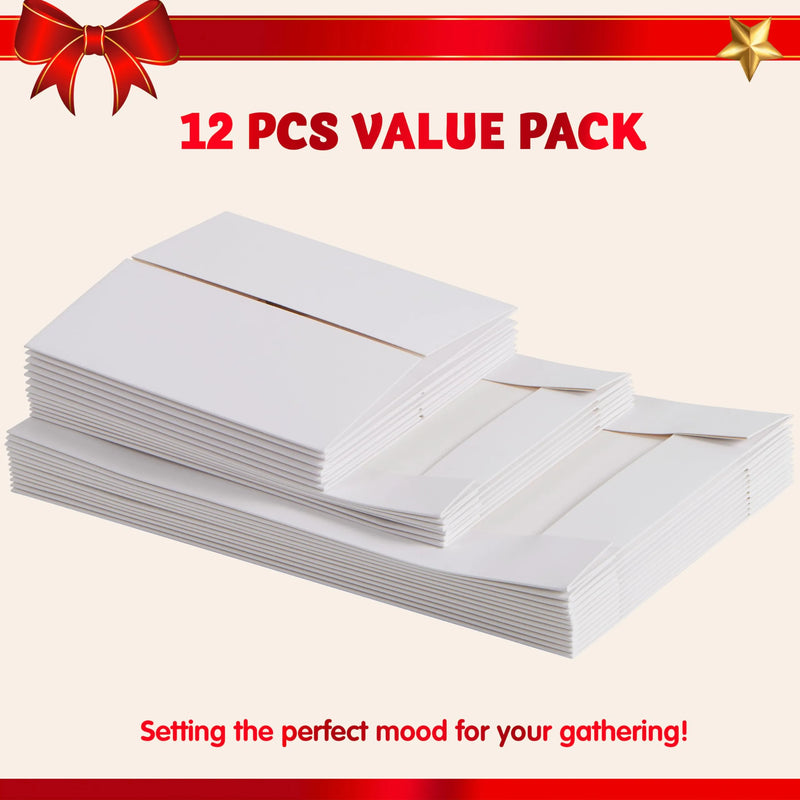 12 Pcs White Cardboard Xmas Gift Boxes include 6 Medium Size Boxes for Shirts