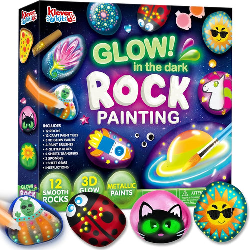 12 Rock Painting Kit- Glow in The Dark