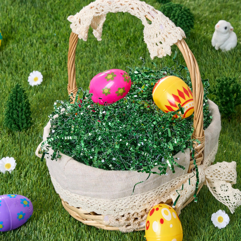 12oz (340g) Easter Green Iridescent Paper Grass for Easter Egg Hunt