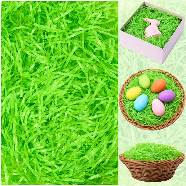 12oz (340g) Easter Pure Light Green Plastic Fake Grass for Easter Egg Hunt