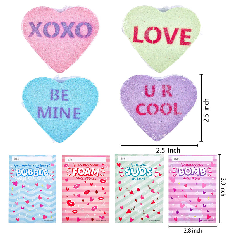 12Pcs Valentine's Day Heart Shape Bath Bomb with Cards 2.75x4in