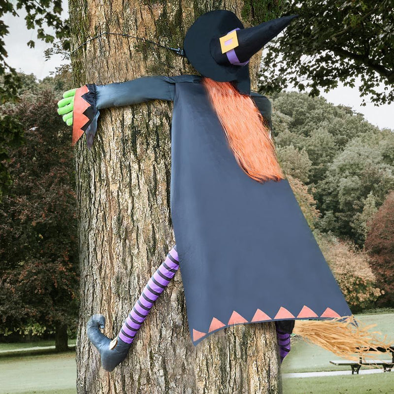 Halloween Crashing Witch Into Tree with Orange Hair