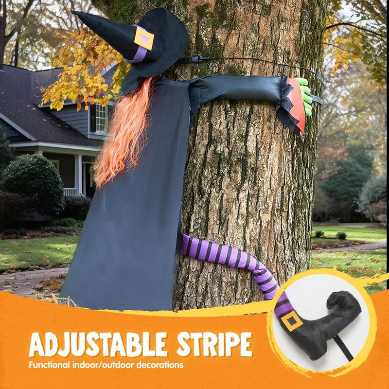 Halloween Crashing Witch Into Tree with Orange Hair