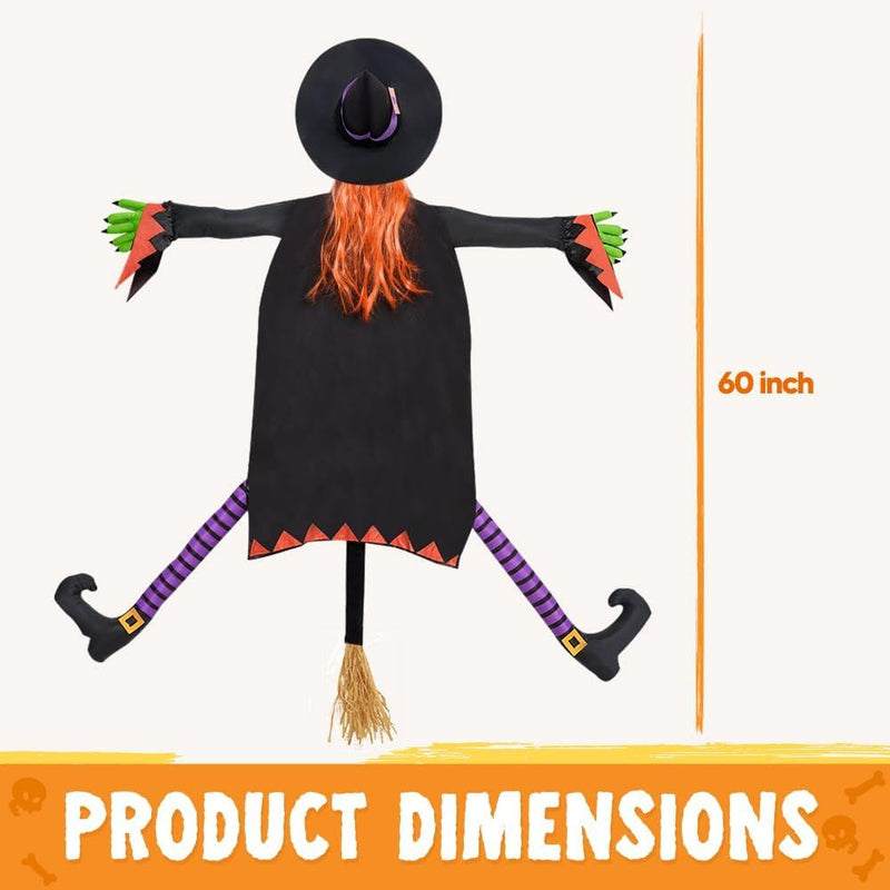 Halloween Crashing Witch Into Tree with Orange Hair