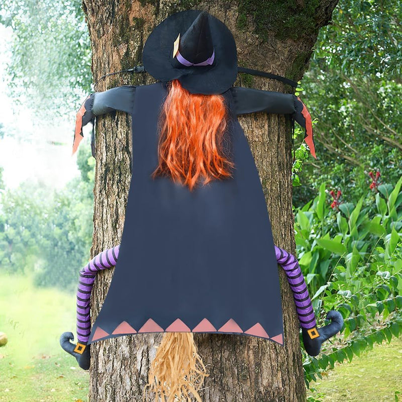 Halloween Crashing Witch Into Tree with Orange Hair