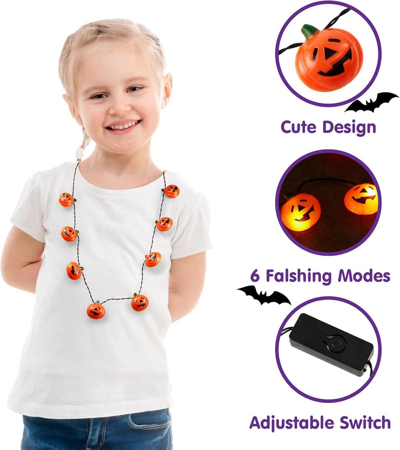 3Pcs Halloween Light up Pumpkin Necklace Set