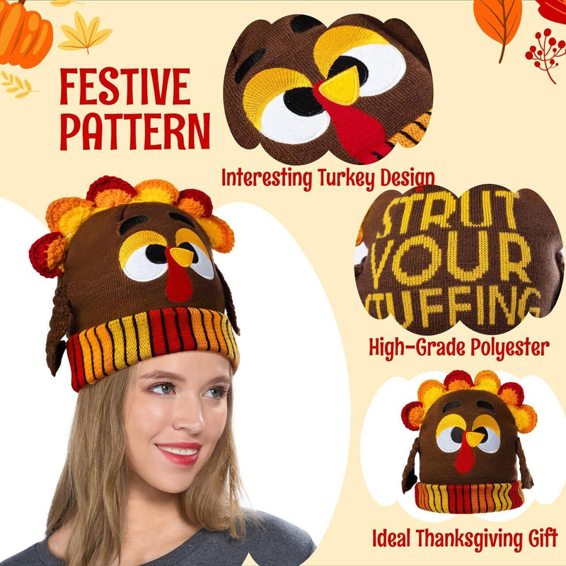 Thanksgiving Cute Pom Turkey Beanie Knitted Hat