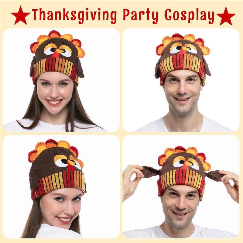 Thanksgiving Cute Pom Turkey Beanie Knitted Hat