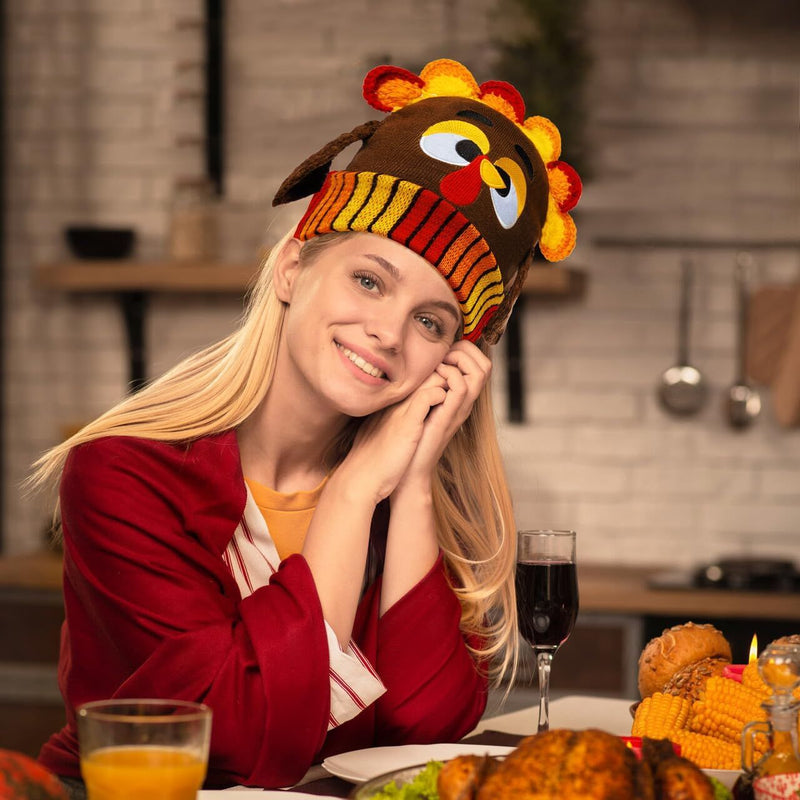 Thanksgiving Cute Pom Turkey Beanie Knitted Hat