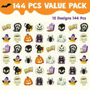 144 PCS Halloween Glowing Temporary Tattoos for Kids, 12 Designs Luminous Halloween Tattoo stickers