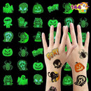 144 PCS Halloween Glowing Temporary Tattoos for Kids, 12 Designs Luminous Halloween Tattoo stickers