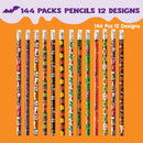 144 Pack Halloween Pencil with Eraser, 12 Design Halloween Themed Pencil Set