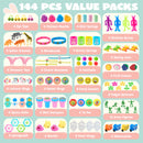 144 Pcs Prefilled Easter Eggs with Toys & Stickers for Egg Hunt, Party Favors & Classroom Prizes