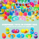 144 Pcs Prefilled Easter Eggs with Toys & Stickers for Egg Hunt, Party Favors & Classroom Prizes