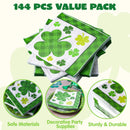 144Pcs St. Patrick’s Green Shamrock Plaid Napkins
