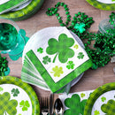 144Pcs St. Patrick’s Green Shamrock Plaid Napkins
