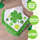 144Pcs St. Patrick’s Green Shamrock Plaid Napkins
