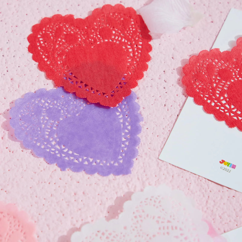 144Pcs Valentines Day Heart Doilies