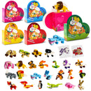 Animal Building Blocks Valentines Heart Boxes Filled for Kids Valentines Cards