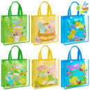 JOYIN 6 Pack Big Easter Bunny Gift Bags 13x13 Non-Woven Treat Bags for Kids Easter Party Supplies