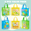 JOYIN 6 Pack Big Easter Bunny Gift Bags 13x13 Non-Woven Treat Bags for Kids Easter Party Supplies