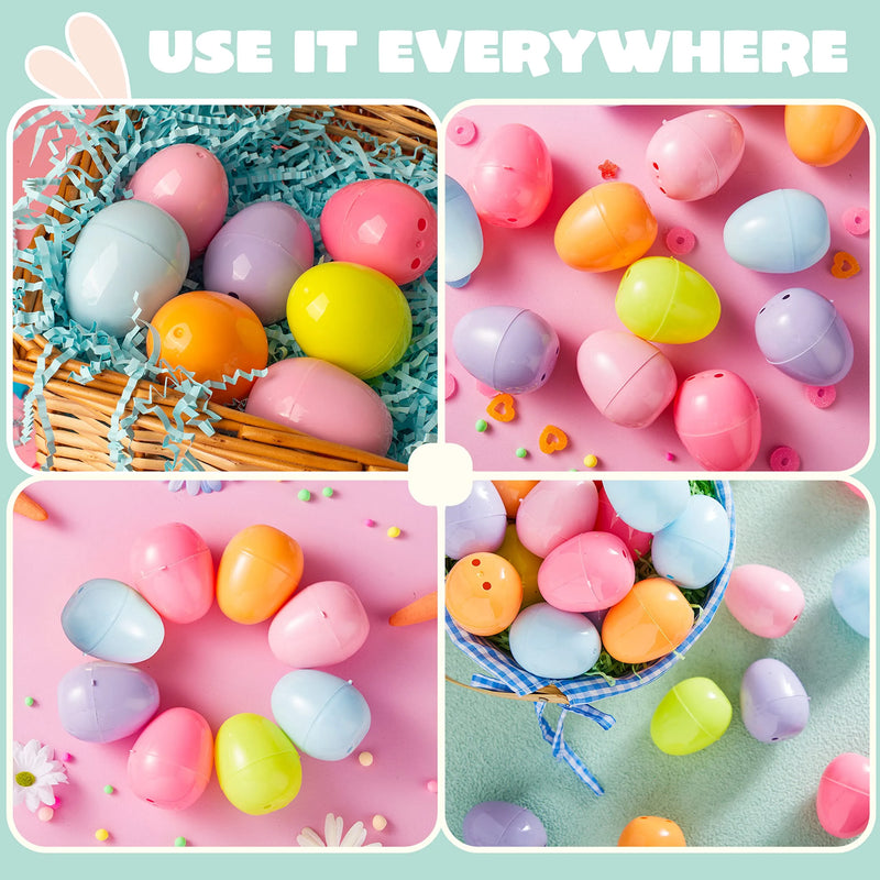 Easter Hun 150Pcs 2.3in Colorful Bright Plastic Pastel Easter Eggs for Easter Hun