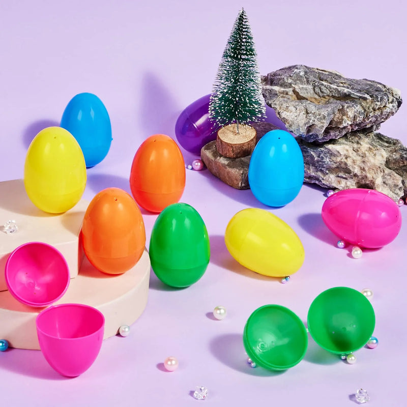 150Pcs 3.15in Colorful Bright Plastic Easter Egg Shells