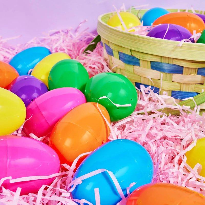 150Pcs 3.15in Colorful Bright Plastic Easter Egg Shells
