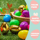 150Pcs Bright Solid Assorted Colors and Golden Easter Egg Shells 2.3in